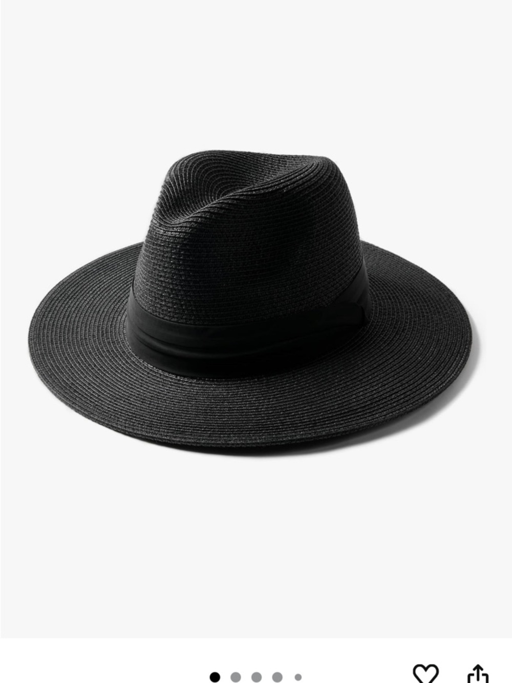 Women's Black Wide-Brim Straw Fedora Hat